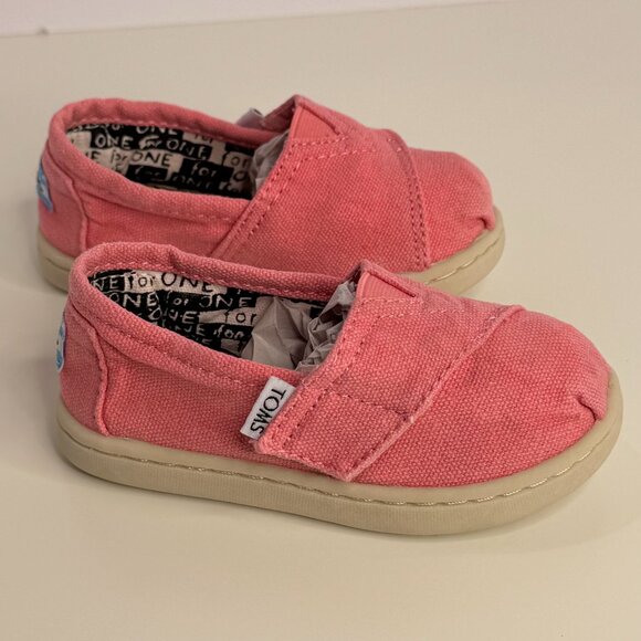 TOMS Child Tiny Alpargata Canvas Loafer Flat Pink Size 6 - Picture 5 of 7